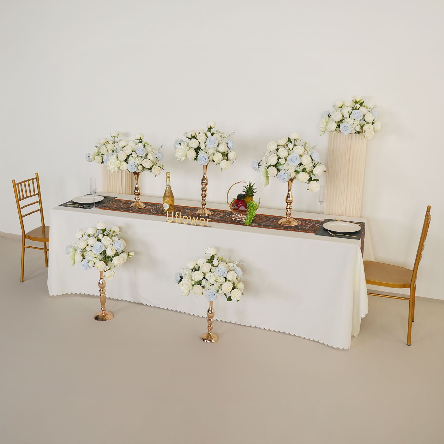 Uflower White Rose Wedding Table Centerpiece Flower Arrangement